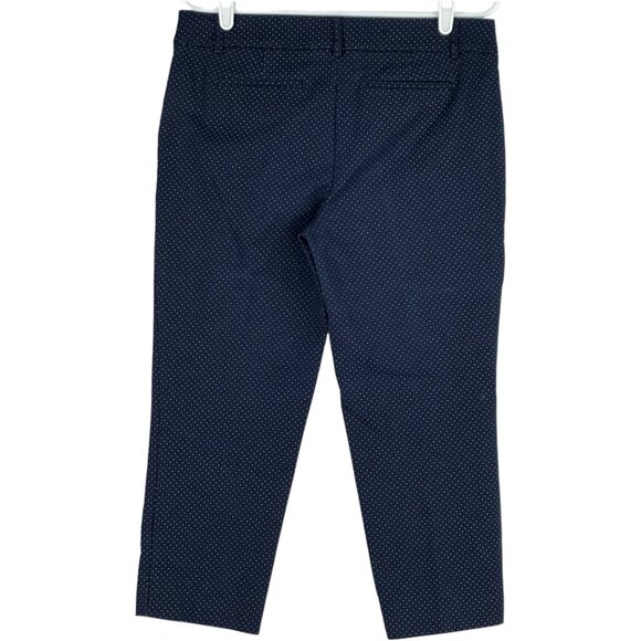 Hilary Radley Women's Navy Polka Dot Stretch Cotton Cropped Pants Size 8 - Picture 2 of 10